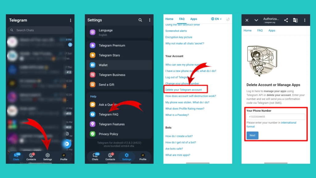 Delete Your Telegram Account from the Telegram App