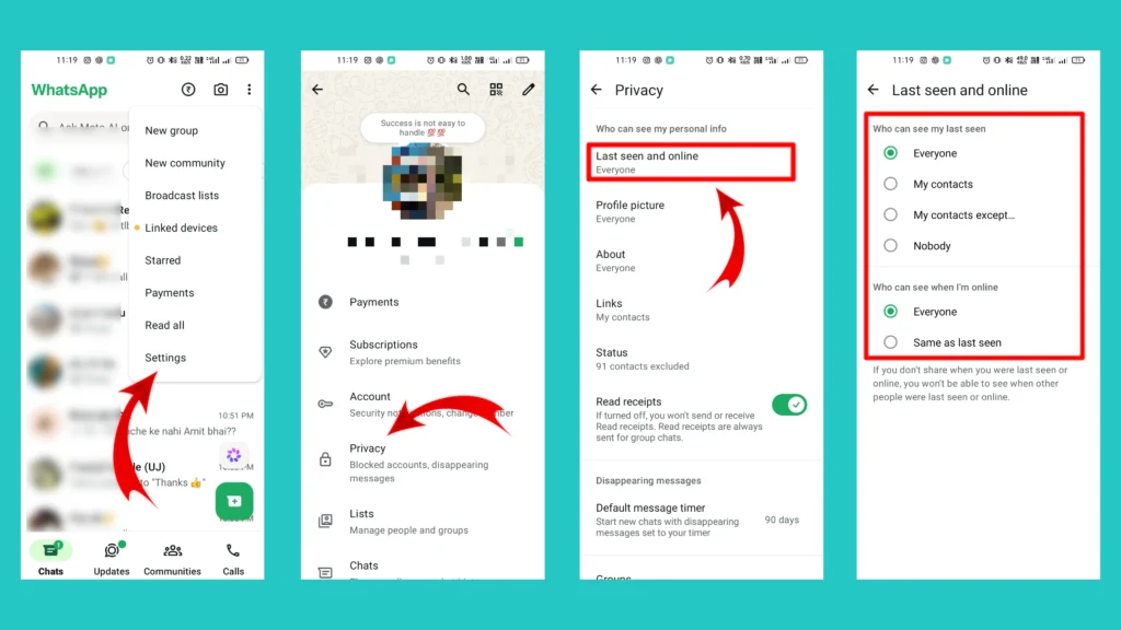 Hide Online Status on WhatsApp using Android