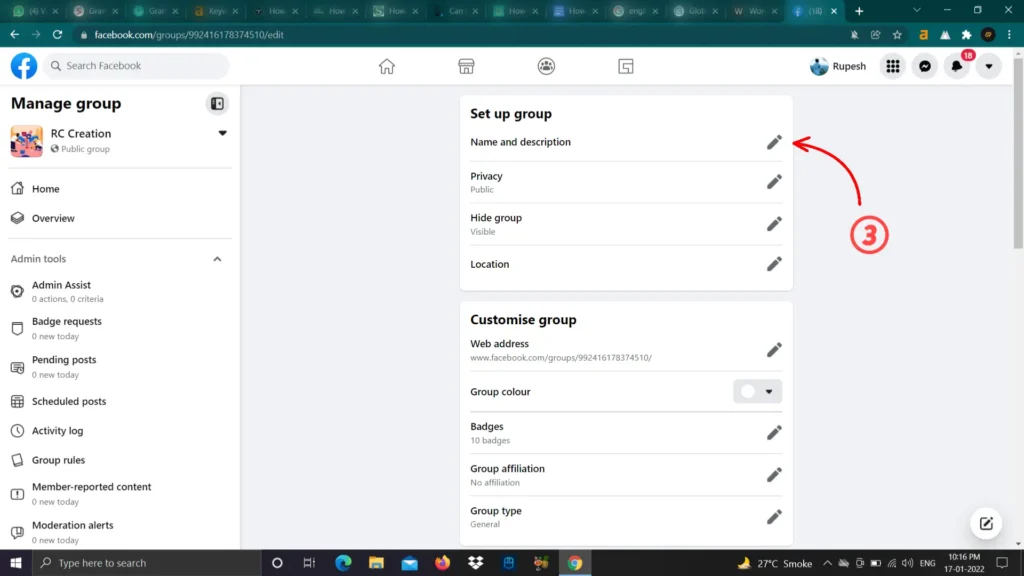 Change Facebook Group Name on a Computer