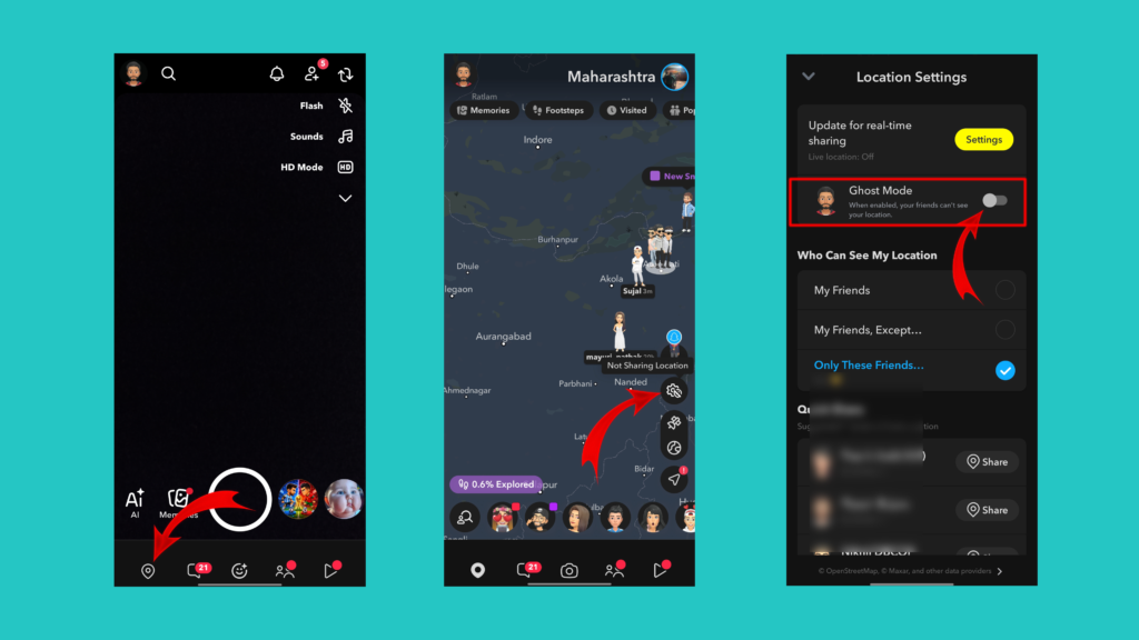 Turn on Ghost Mode from Snapchat Settings