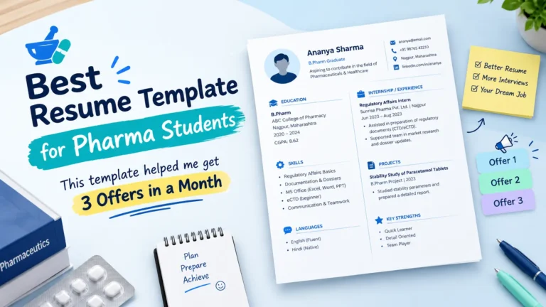 Free Editable Resume Template for Pharma Freshers